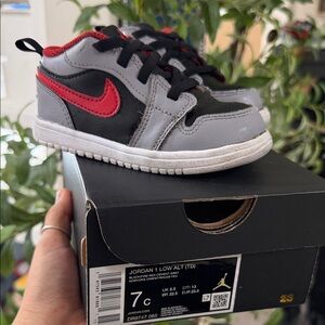 Jordan Kids' Black, Red, and Gray Sneakers